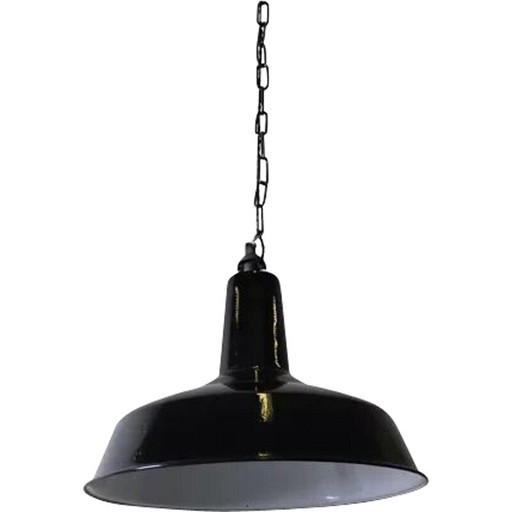 Vintage geëmailleerde plaatstalen hanglamp van Reluma, België 1950