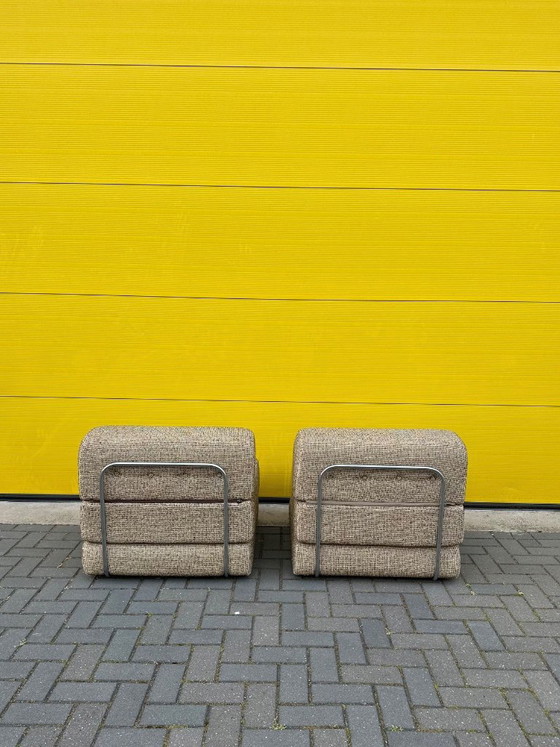 Image 1 of Vintage modular sofa / sofa bed - beige-brown woven fabric