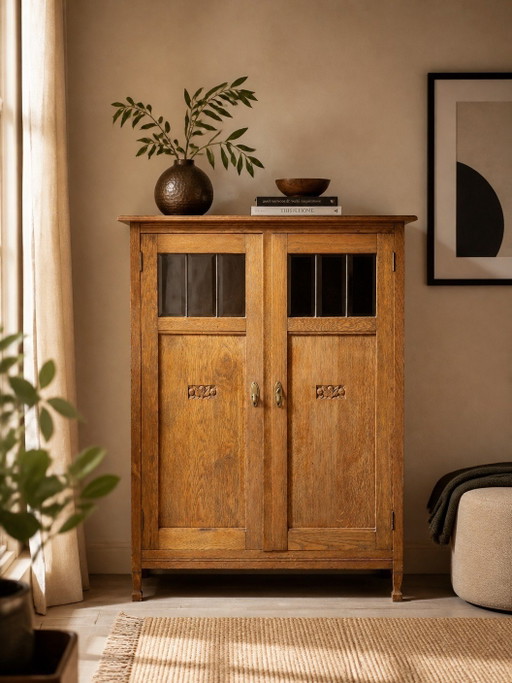 Antiker Art-Deco-Schrank mit Bücherregal