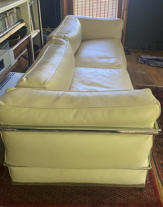 Image 1 of Coppia di chaise longue modello LC3 in pelle color gesso - vintage italiane - ottime condizioni