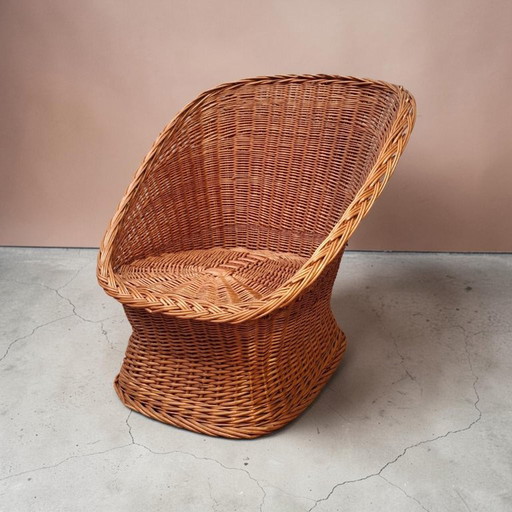 Vintage Rieten Kuipstoel – fauteuils, Rattan, Wicker