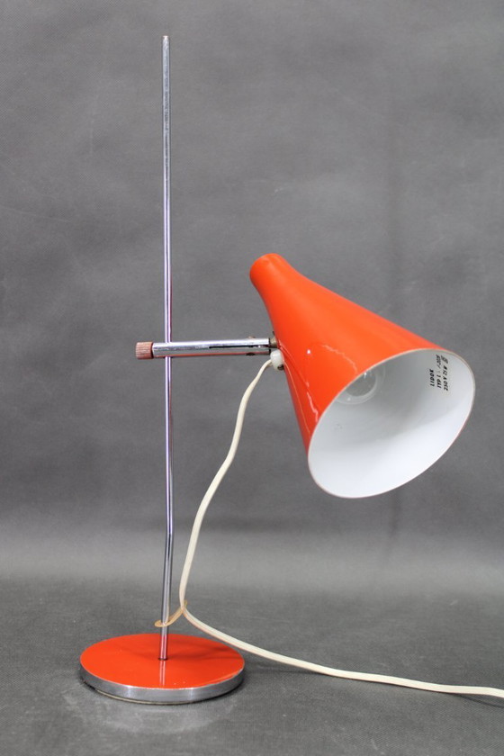 Image 1 of Josef Hurka Red Chrome Table Lamp Mid Century Czechoslovakia 1970s
