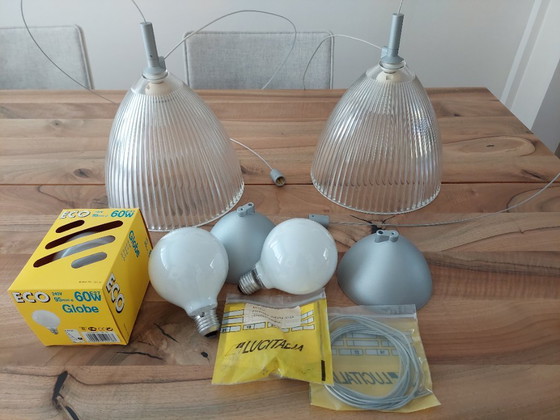 Image 1 of Set di due lampade a sospensione in vetro Lucitalia Stresa