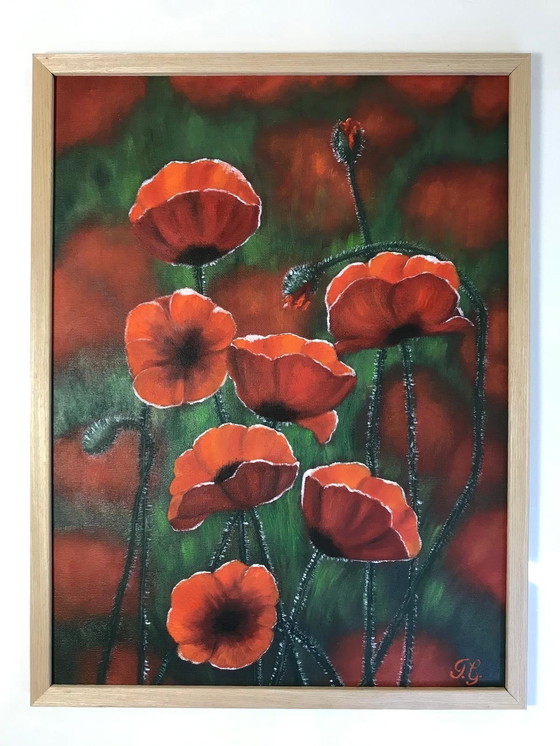 Image 1 of Pintura al óleo - Irina Gauss - Amapolas en verano