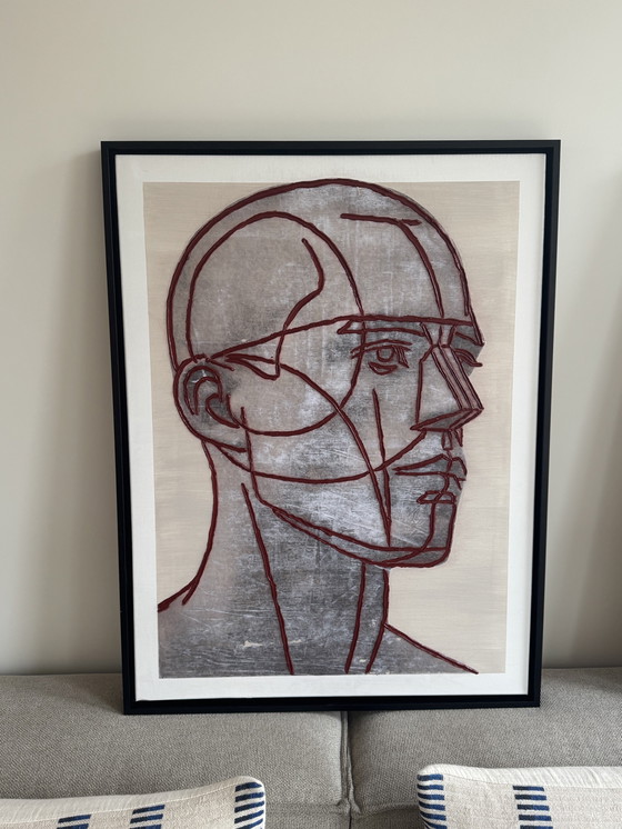 Image 1 of Duo d'œuvres d'art en techniques mixtes « Têtes monumentales » – LOFTLEVI (2003) – Iconique