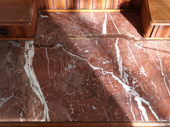 Image 1 of Toletta retrò in legno di ciliegio e marmo