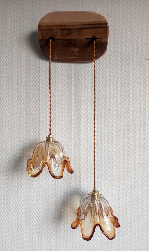 Duo-Tulpen-Pendelleuchte aus Muranoglas, 1970