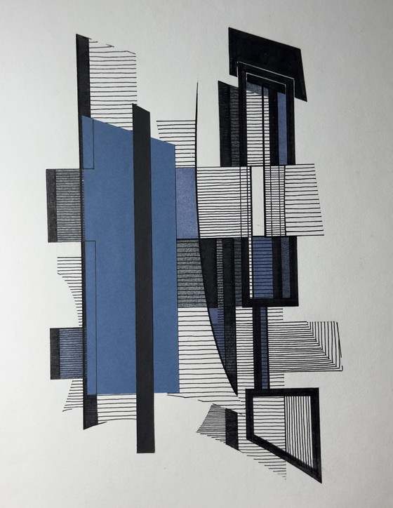 Eugène Eechaut (1928–2019) — Composizione Astratta Geometrica con Collage, 1982 – Dipinti e disegni, Paper (photo 2 of 13)