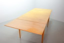 Large Mid-Century Design Extendable Solid Beech Wooden Dining Table in style of Arno Lambrecht. Germany, 1950s.