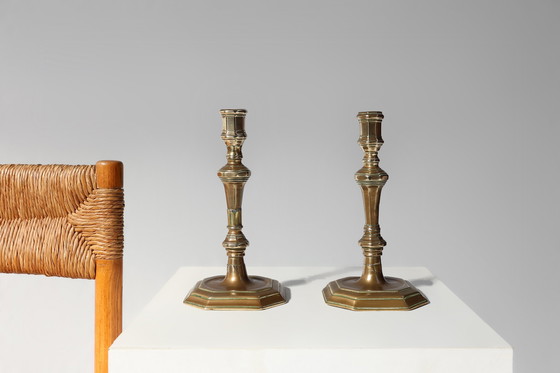 Image 1 of Coppia di antichi candelieri francesi in rame, ca. 1800