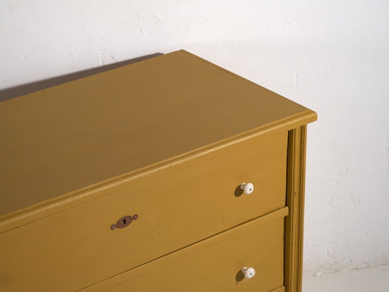 Mustard yellow antique chest of drawers (c.1920) #54 – Porcelain, Rustic (photo 13 of 40)