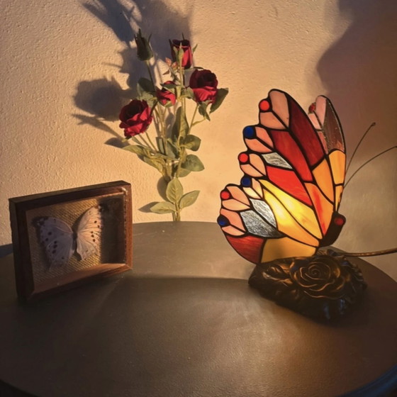 Image 1 of Tiffany Lamp - een zeldzaam model - vlinder - vlinder