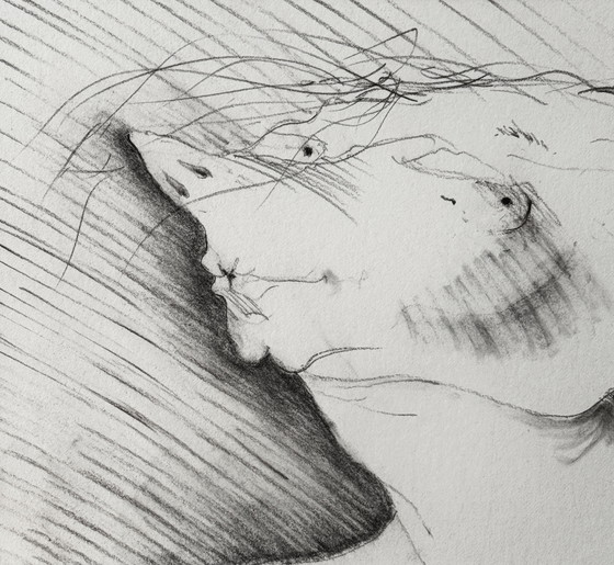 Image 1 of Robert Detheux - Magnifique portrait surréaliste - Vendu encadré 