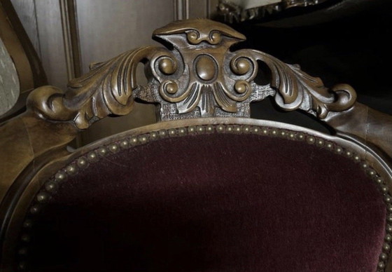 6 Barok eetkamer stoelen – Eetkamerstoelen, Velvet, Wood (photo 3 of 5)