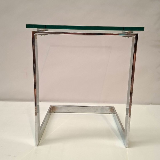 Image 1 of Vintage Gebra Bjzettafel van Glas en Chroom