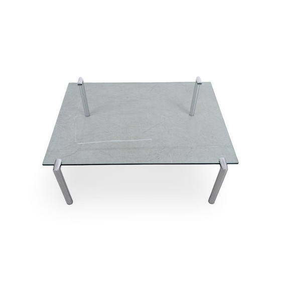 Image 1 of Table basse design du milieu du siècle, en verre et métal, comme Draenert 1980