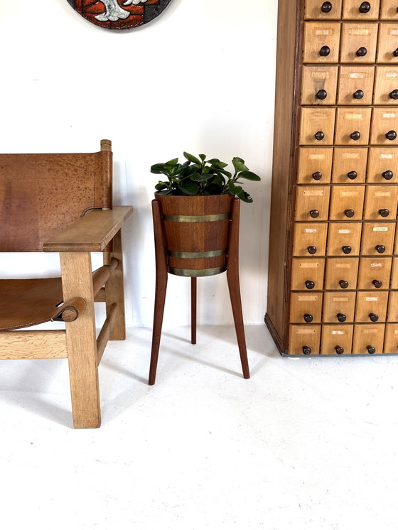 Image 1 of Jardinière vintage en teck et laiton, Jydsk Bødker '60