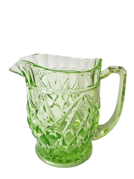Image 1 of Sowerby Glass – Art-Deco-Wasserkrug aus Uranglas – 20er/30er Jahre
