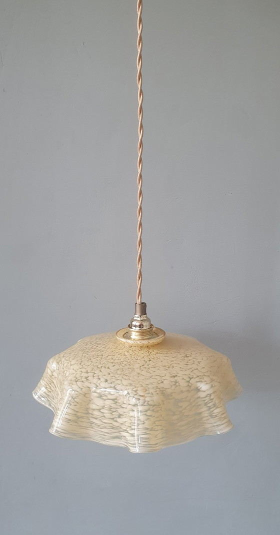 Vintage / Antieke Franse Glazen Hanglamp In Clichy Stijl. – Hanglampen, Metal (photo 3 of 15)
