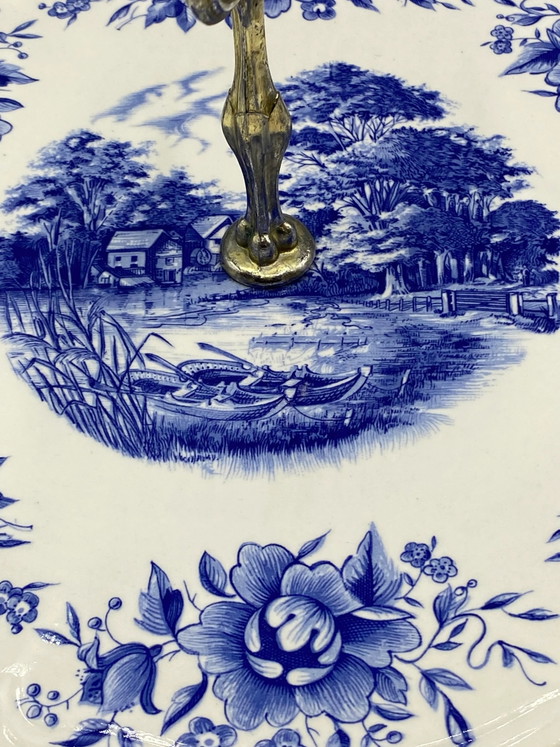 Sarreguemines Romantic Blue and White 1980s Cheese Platter – Decorative Objects, Metal, Vintage (photo 2 of 6)