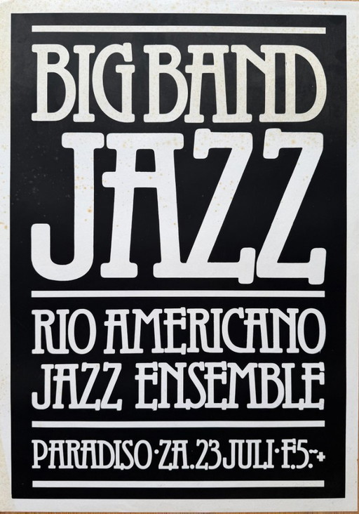Affiche du concert Paradiso Jazz, Rio Americano Jazz Ensemble, Vintage, Amsterdam