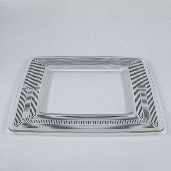 Image 1 of Service de 6 plats carrés avec incrustations argentées, De Souza pour Sottsass Associati