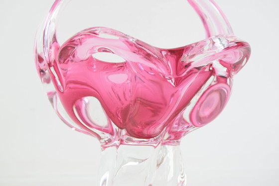 Image 1 of Cuenco de cesta de cristal artístico checo de mediados de siglo, de Josef Hospodka