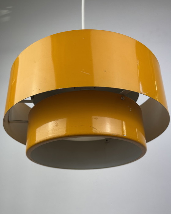 Image 1 of Space Age Ceiling Lamp, Fog & Mørup, 1960s Yellow, Denmark, Minimalistic Design, Retro-Futuristic Lamp, Sputnik Design Jo Hammer
