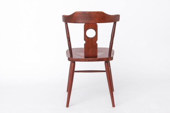 Image 1 of Sedia in legno vintage anni '60 | Drevounia Cecoslovacchia | Sedia da pranzo in faggio tornito restaurata