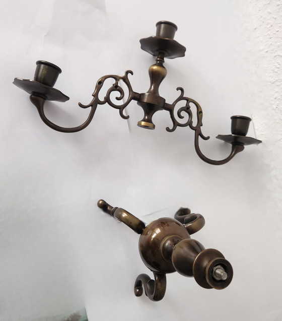 Candelabro antiguo de 3 brazos, bronce macizo, forjado a mano, estilo barroco. – Percheros, Metal, Bronze (photo 15 of 15)