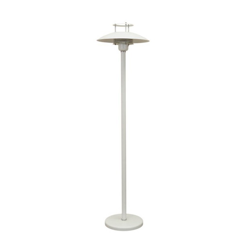 Lampada da terra danese in metallo bianco, design scandinavo minimalista, anni '70. – vloerlampen