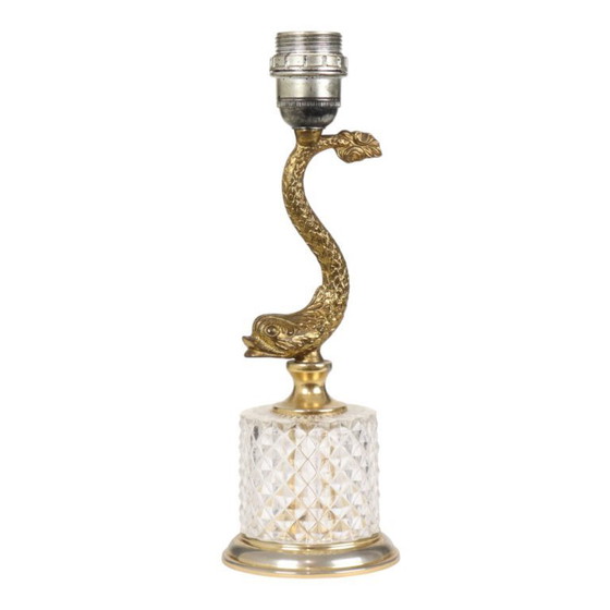 Image 1 of Vintage Brass Table Lamp Mythical Dolphin 45cm