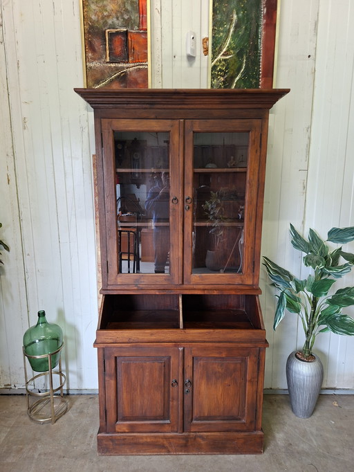 Vetrina in teak, vetrina, mobiletto portavivande, dimensioni 100x52cm x 211cm di altezza.