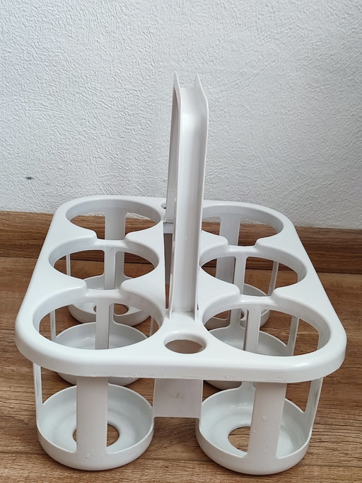 Porte-bouteilles Curver vintage, panier porte-bouteilles en plastique blanc crème