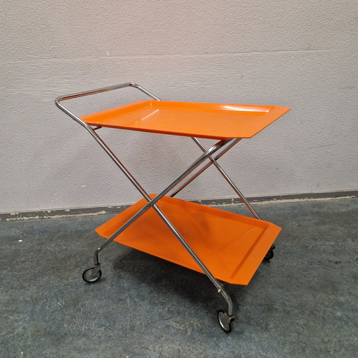 Vintage Barcart Trolley 1970s Orange Tea Trolley
