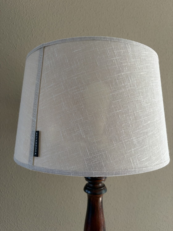 Vintage Gedraaide Houten Vloerlamp Met Riverdale Kap – Vloerlampen, Textile, Wood (photo 5 of 6)