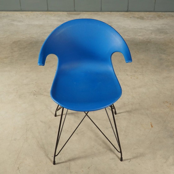 Vintage Blue Bucket Chairs – In the Style of Vitra Eames – Dining chairs, Metal, Plastic (photo 10 of 12)