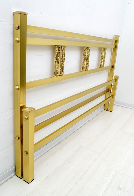 Lit double Luciano Frigerio Mid-Century Modern Italian Gold Brass and Bronze