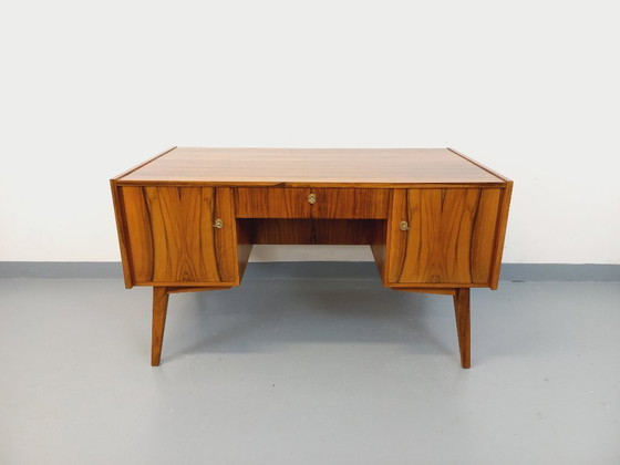 Image 1 of Double-sided executive desk in vintage Scandinavian style rosewood from the 1960s
