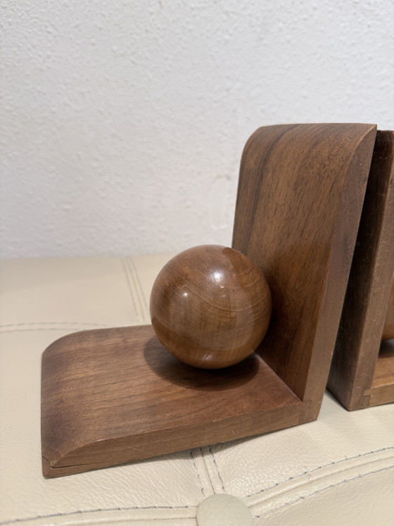 Vintage houten boekensteunen met houten bollen – set van 2 – Decoratieve objecten, Wood (photo 9 of 10)