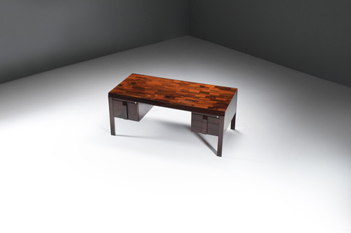 Stunning Desk Table In Brazilian Rosewood By Jean Gillon For Italma Woodart.