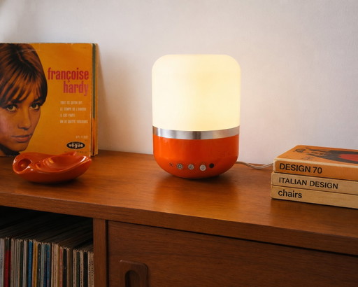 Oranje Europhon radiolamp uit 1970 van Adriano Rampoldi - icoon uit het ruimtetijdperk