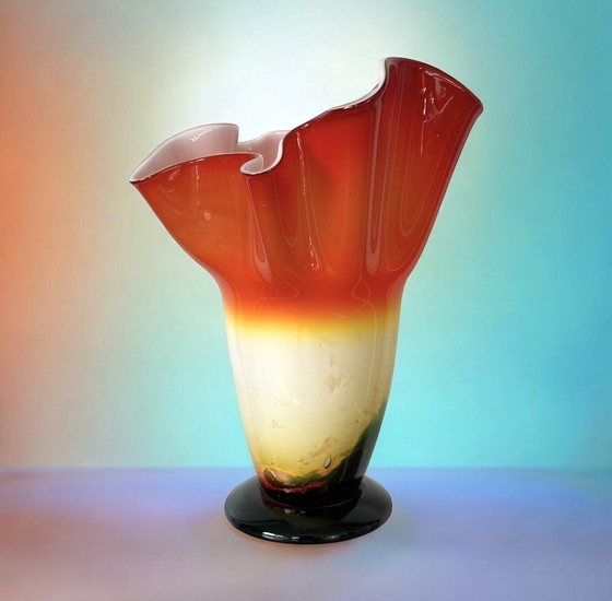 Image 1 of Cristal de Bohême vaas style Murano Fabriqué en Tsjechië hoogwaardig vakmanschap 