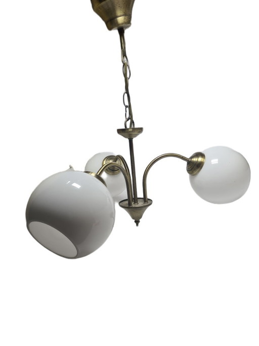 Lampadario in stile Art Déco, Polonia, anni '70 – kroonluchters, Glass, Metal