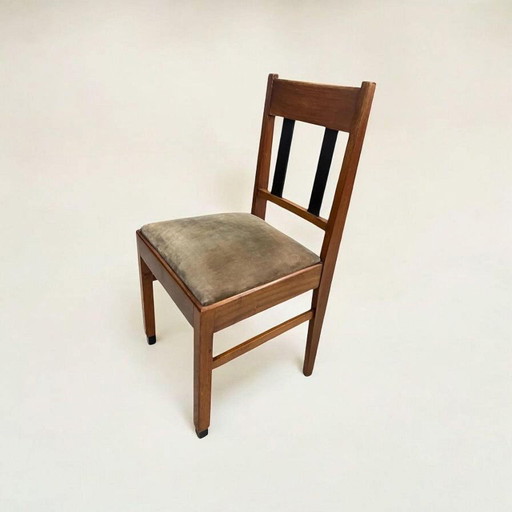 Set di 2 sedie Art Déco in rovere con rivestimento in velluto verde, circa 1920-1930