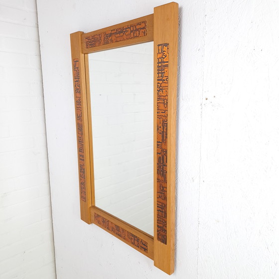 Image 1 of Vintage brutalist spiegel hout/koper jaren 60