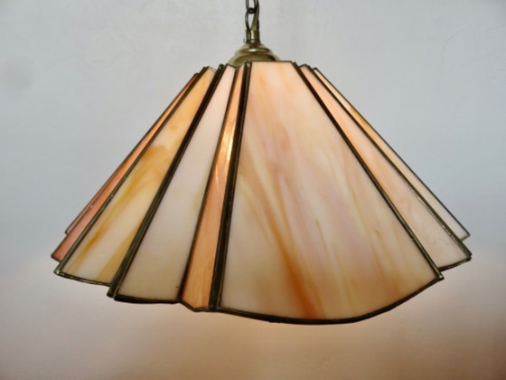 Image 1 of Suspension Italienne en pate de verre et laiton, années 70