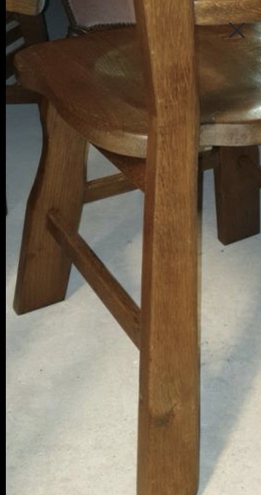 6 brutalista eiken eetkamer stoelen 