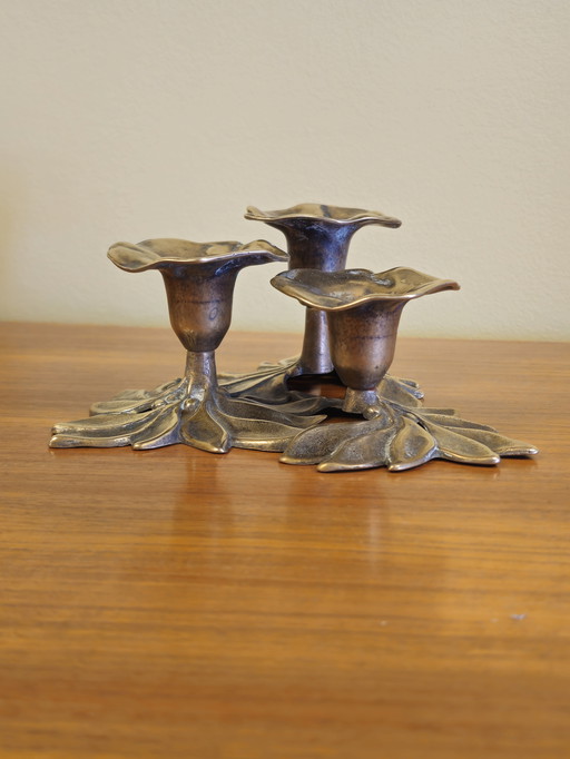 Vintage Messing Art Nouveau Kandelaar Kaarsenhouder