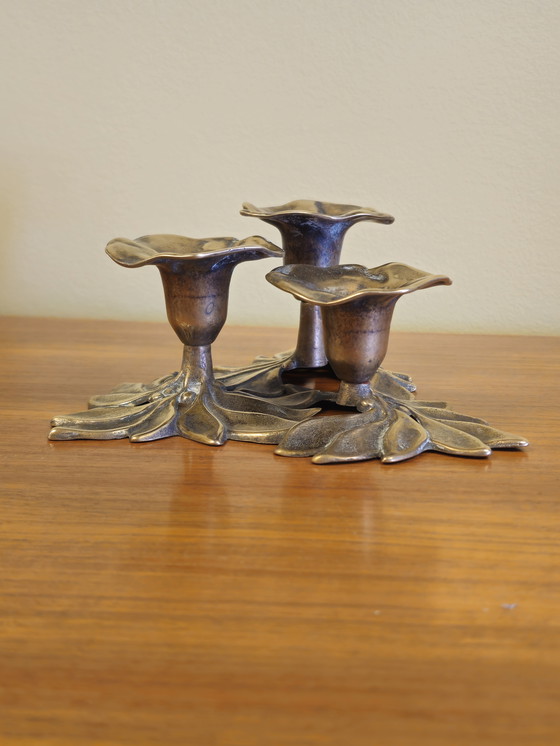 Image 1 of Bougeoir Vintage en laiton Art Nouveau Candlestick